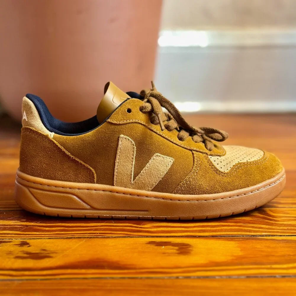 Veja V-10 Suede Sneakers in Camel Desert, Size W8/M6 - Picture 7 of 11